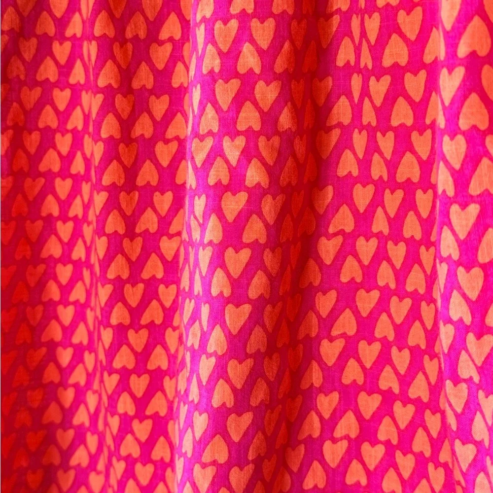 Ivy Jane Smocked Neck Pink Heart-Print Blouse size M preppy upscale - Picture 2 of 7